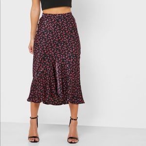 Topshop Floral Midi Skirt